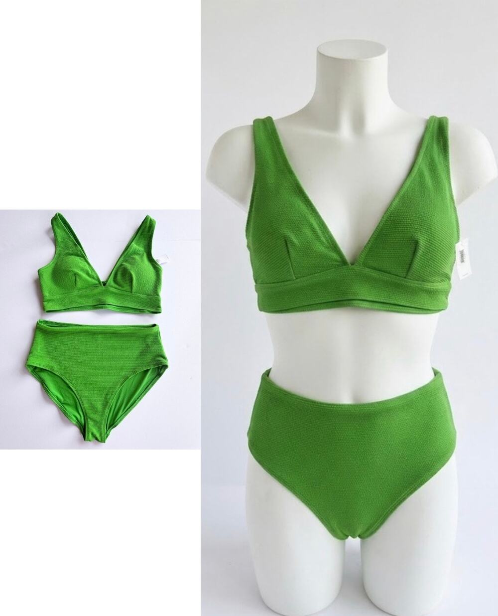 BNWT XL bright green bikini Old Navy high rise two piece swimsuit